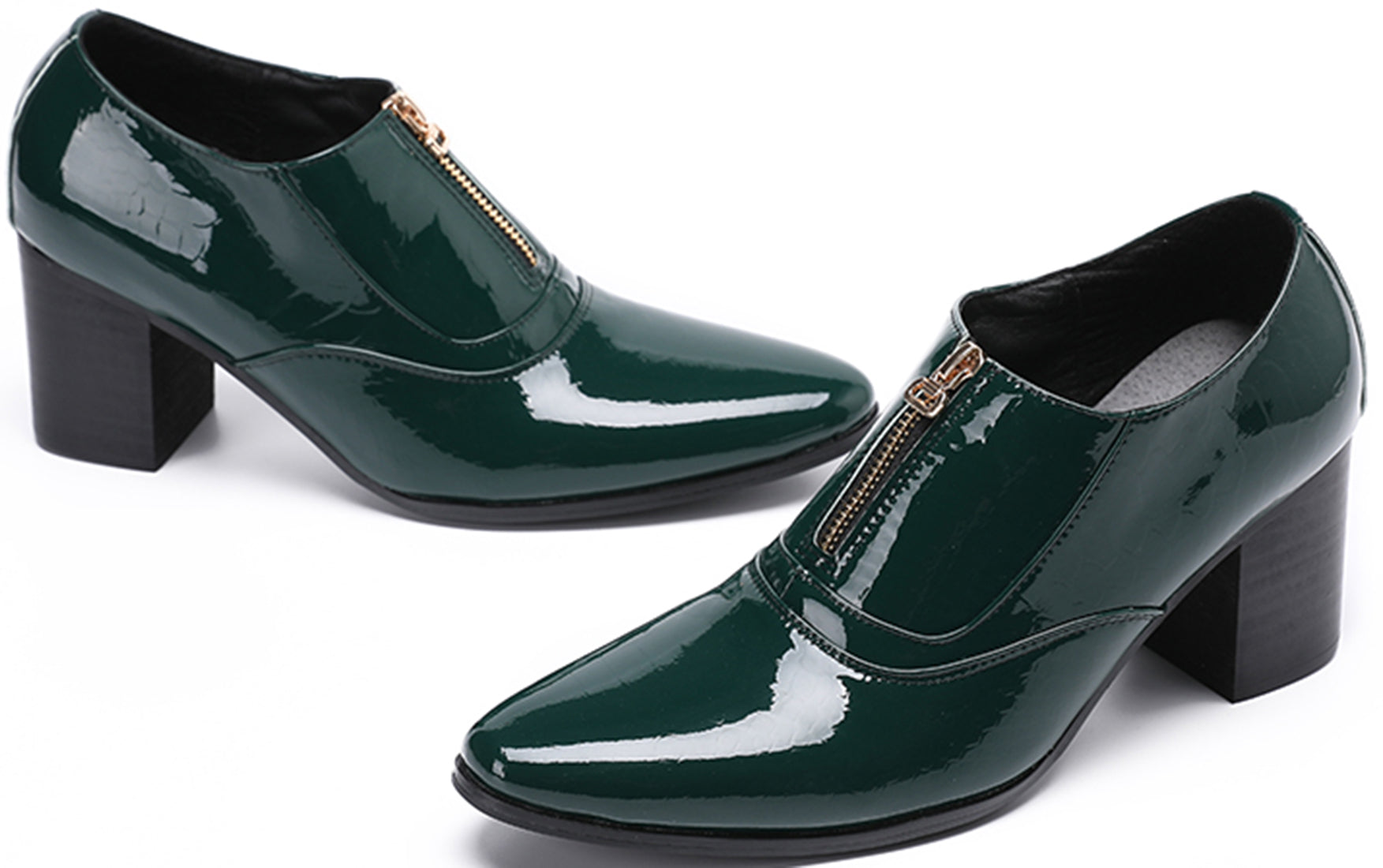 Men's Zipper Cuban Heel Leather Derby