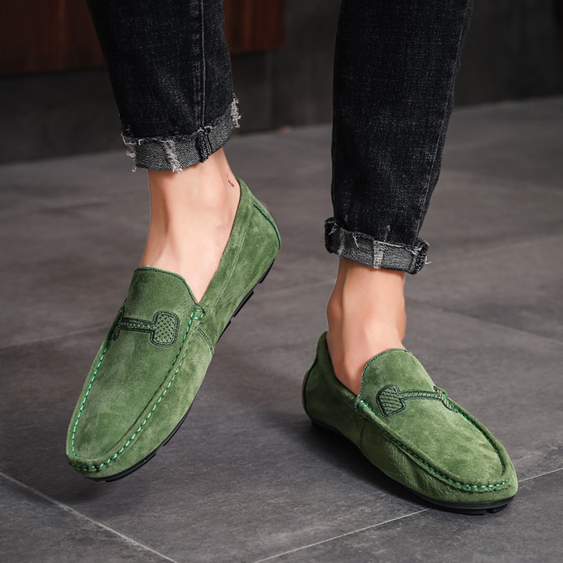 Mocasines de conducción con costuras para hombre