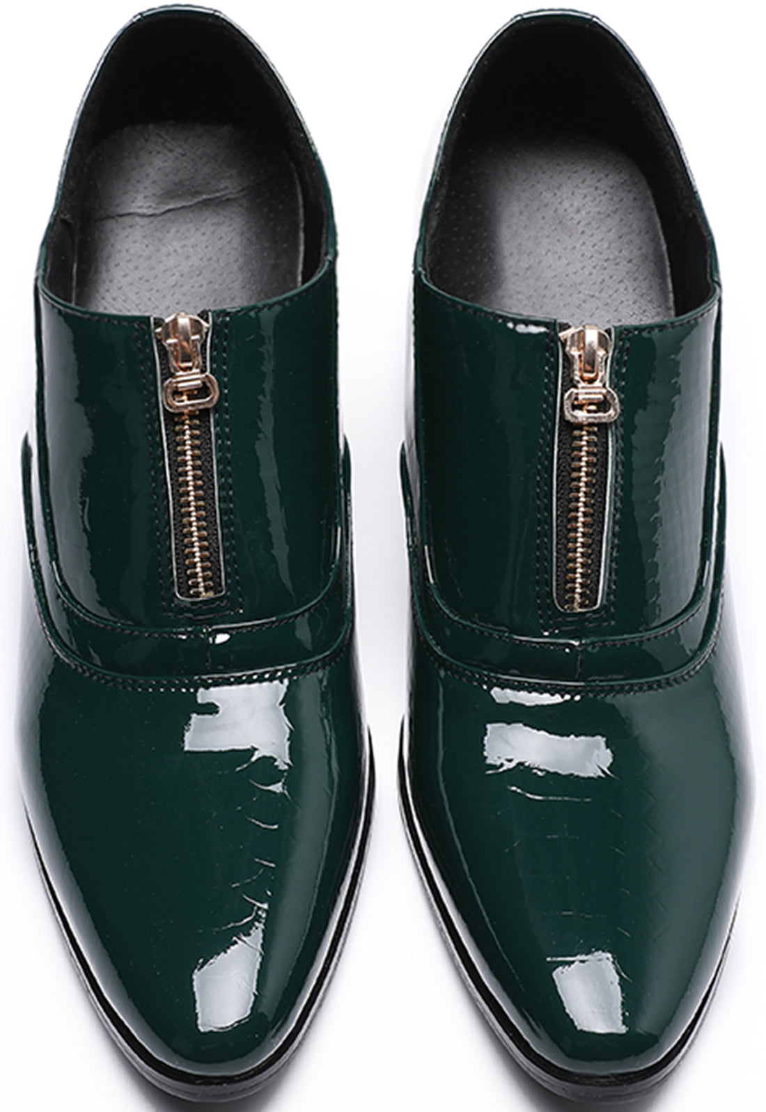 Men's Zipper Cuban Heel Leather Derby