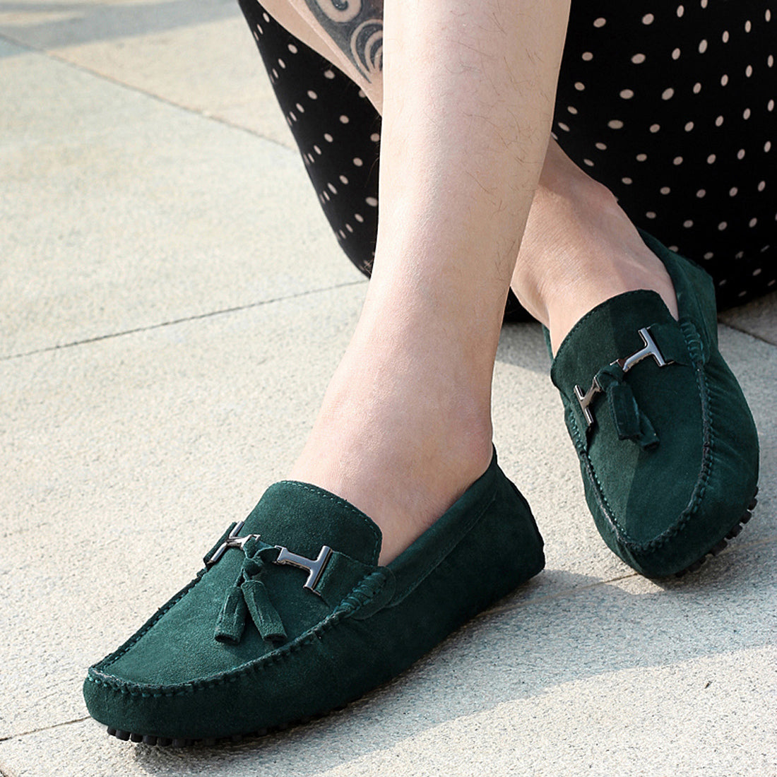 Mocasines de conducción con borlas para hombre
