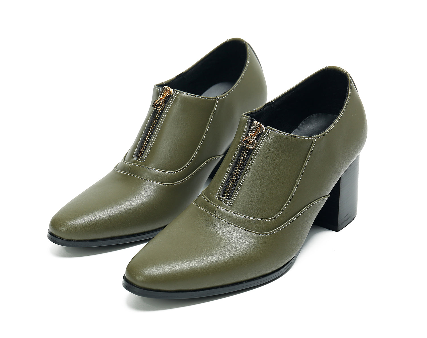 Men's Low Cap Zipper Leather Opera Pumps Boots