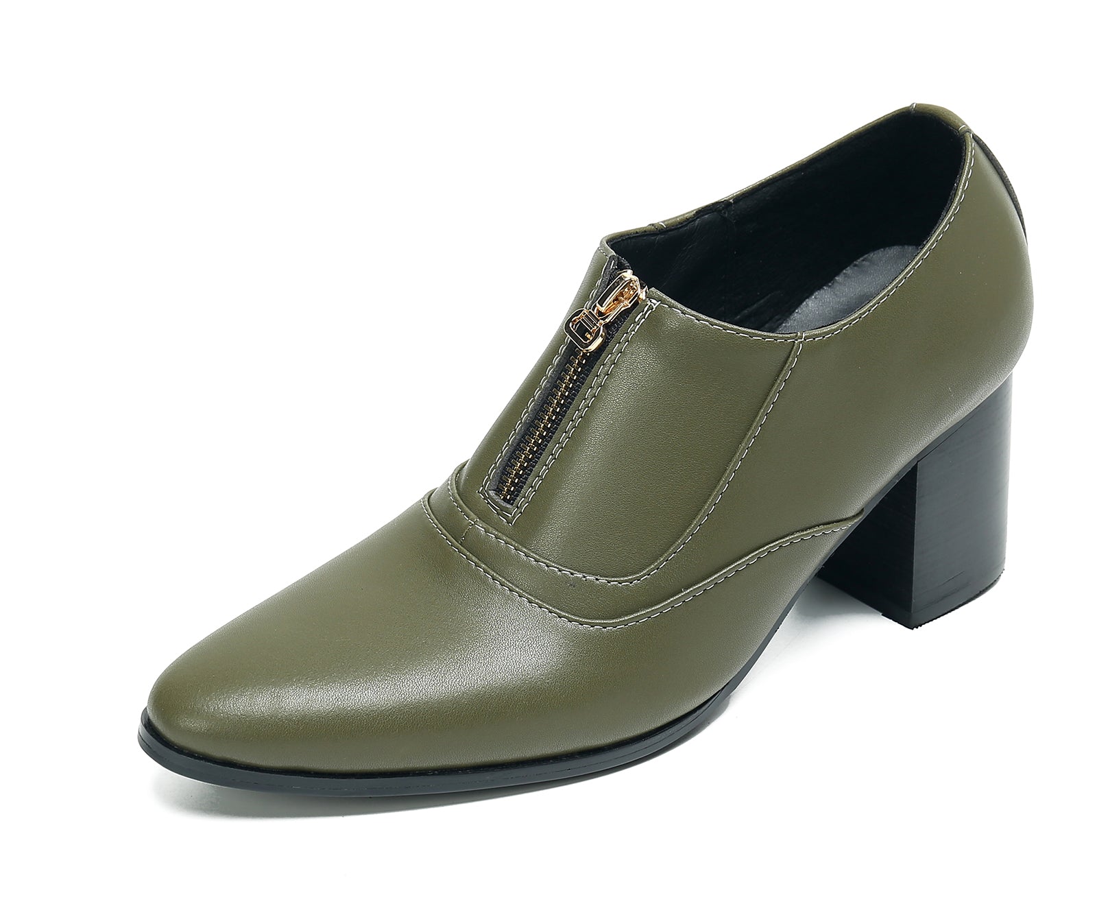 Men's Low Cap Zipper Leather Opera Pumps Boots