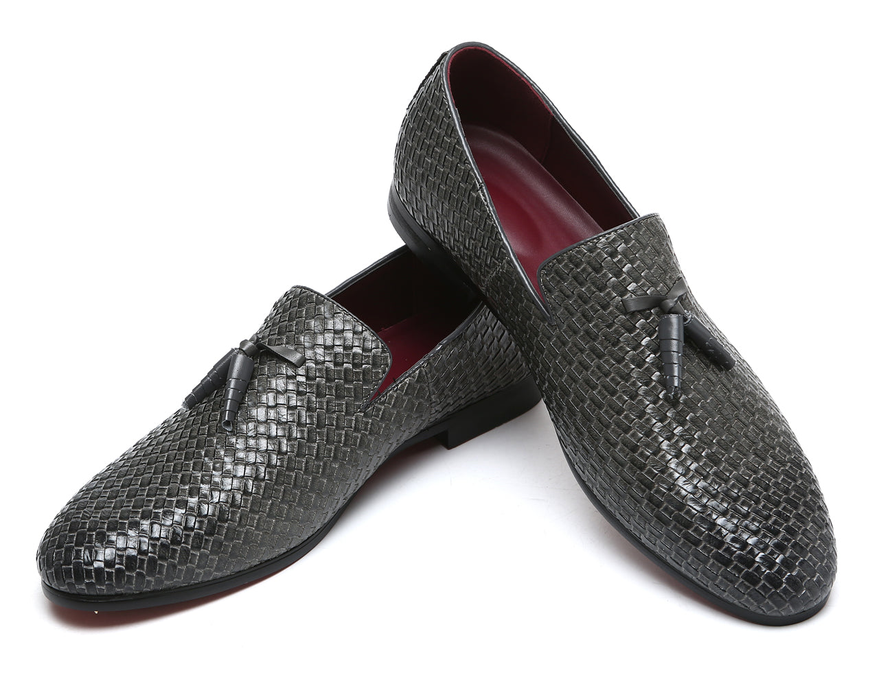 Men's Woven Tassel Loafers Black Blue Grey