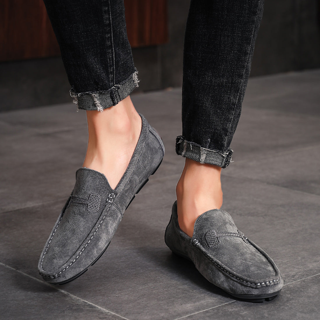 Mocasines de conducción con costuras para hombre