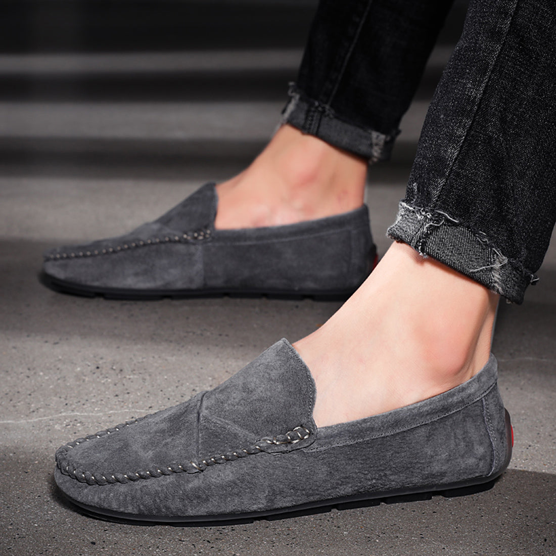 Mocasines de conducción con costuras de ante para hombre