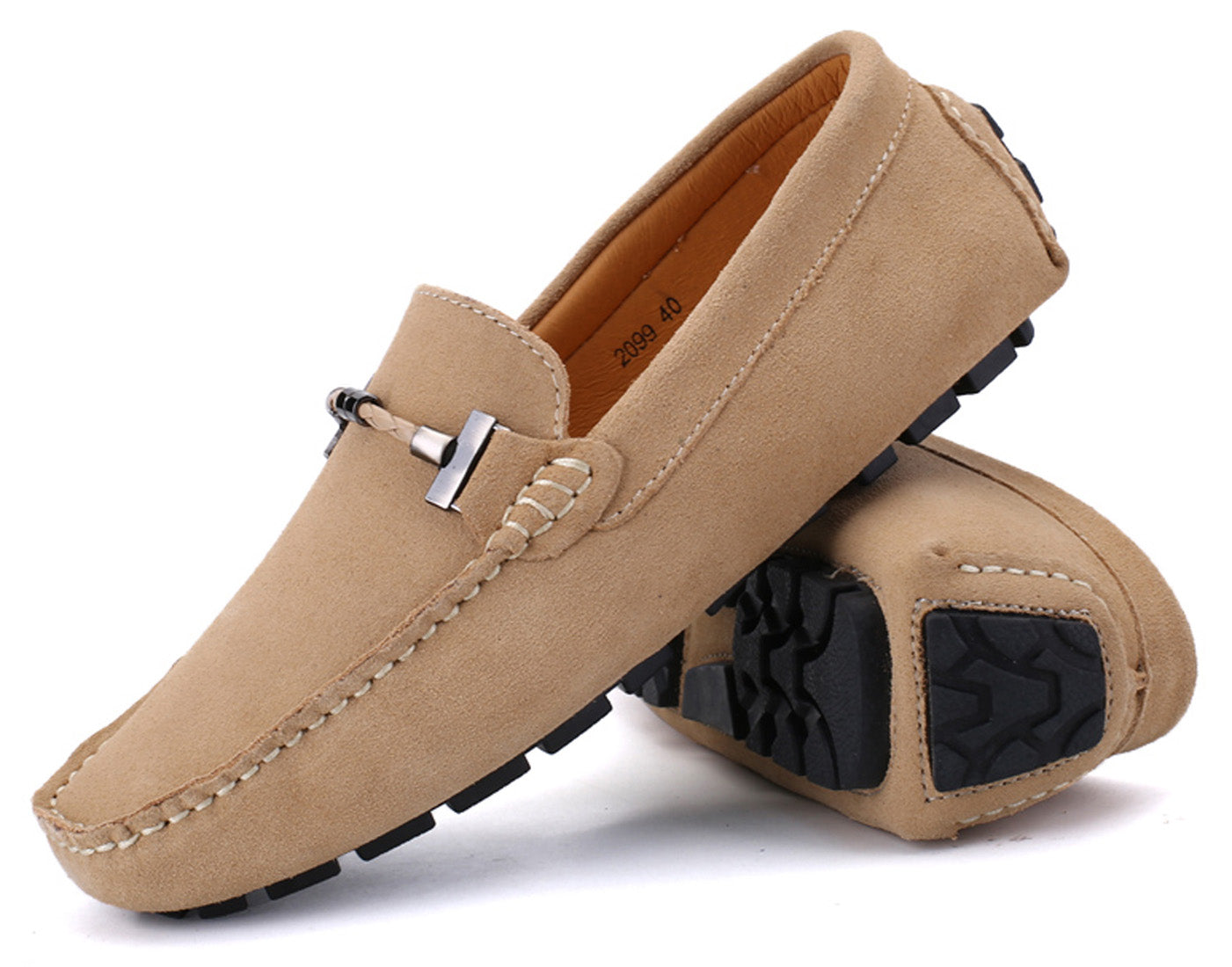 Mocasines de conducción con herrajes para cinturón para hombre