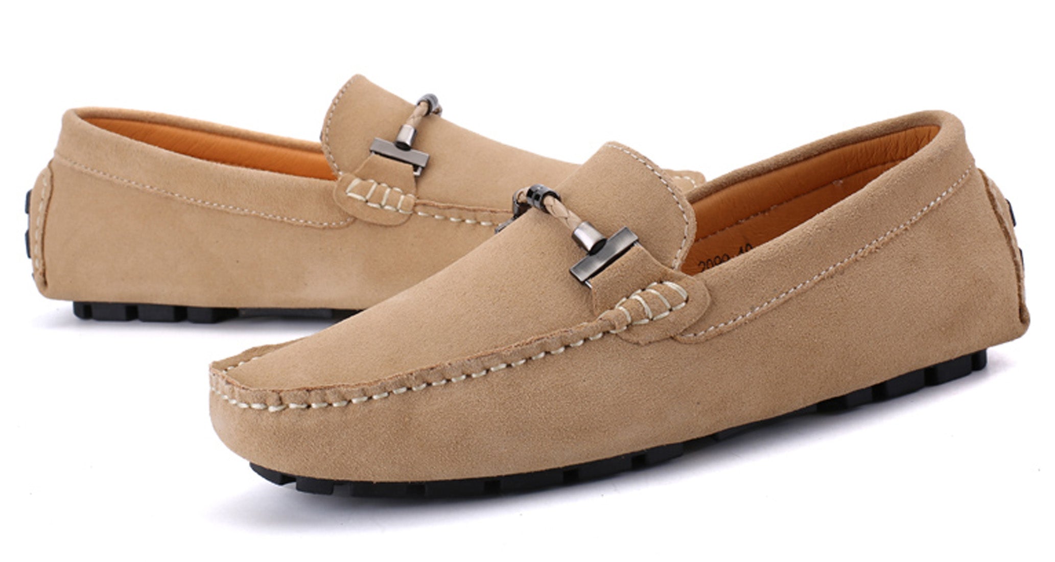 Mocasines de conducción con herrajes para cinturón para hombre