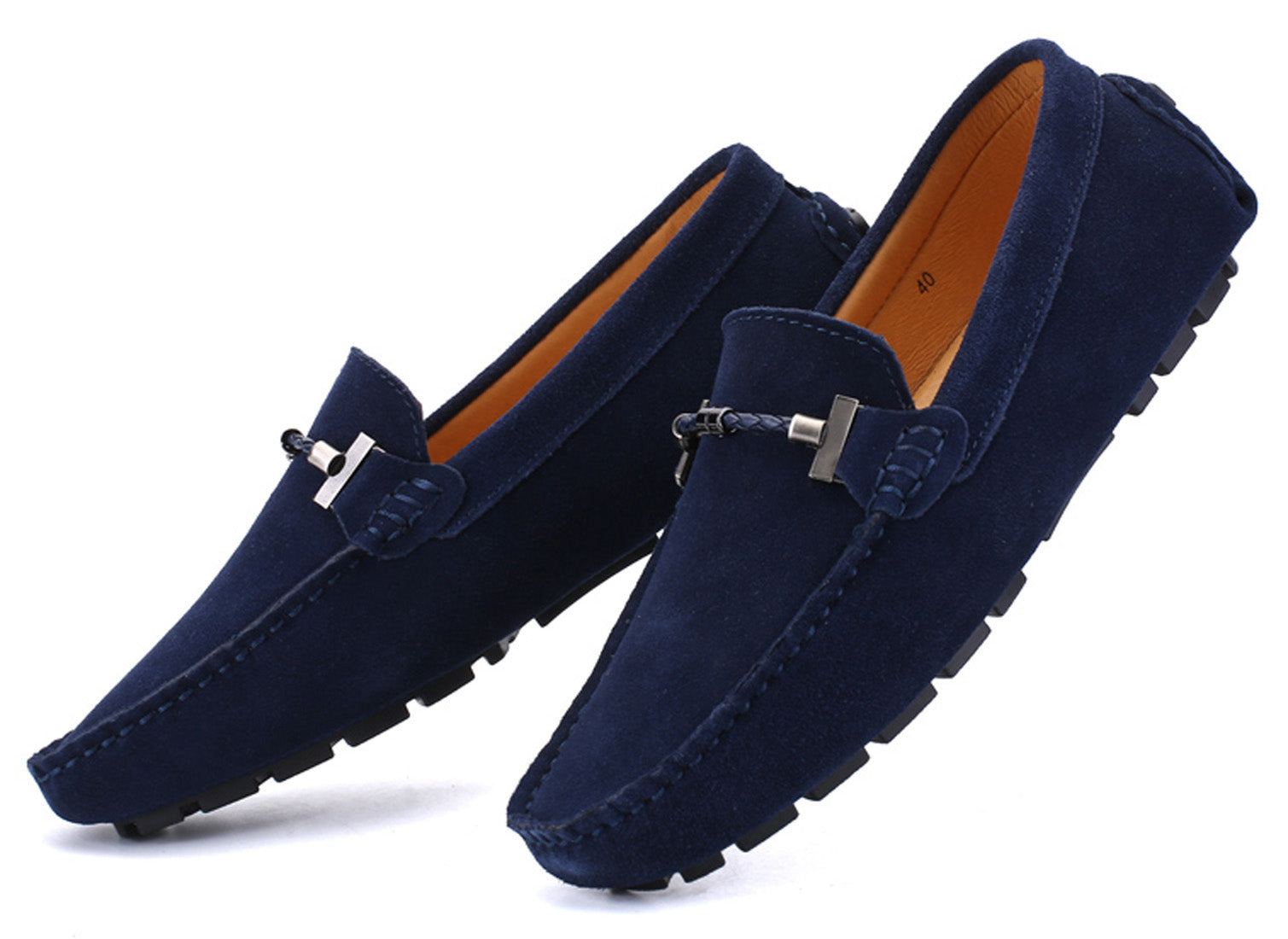 Mocasines de conducción con herrajes para cinturón para hombre