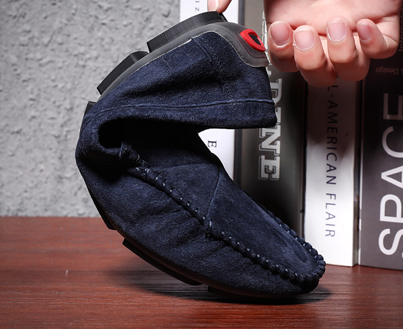 Mocasines de conducción con costuras de ante para hombre