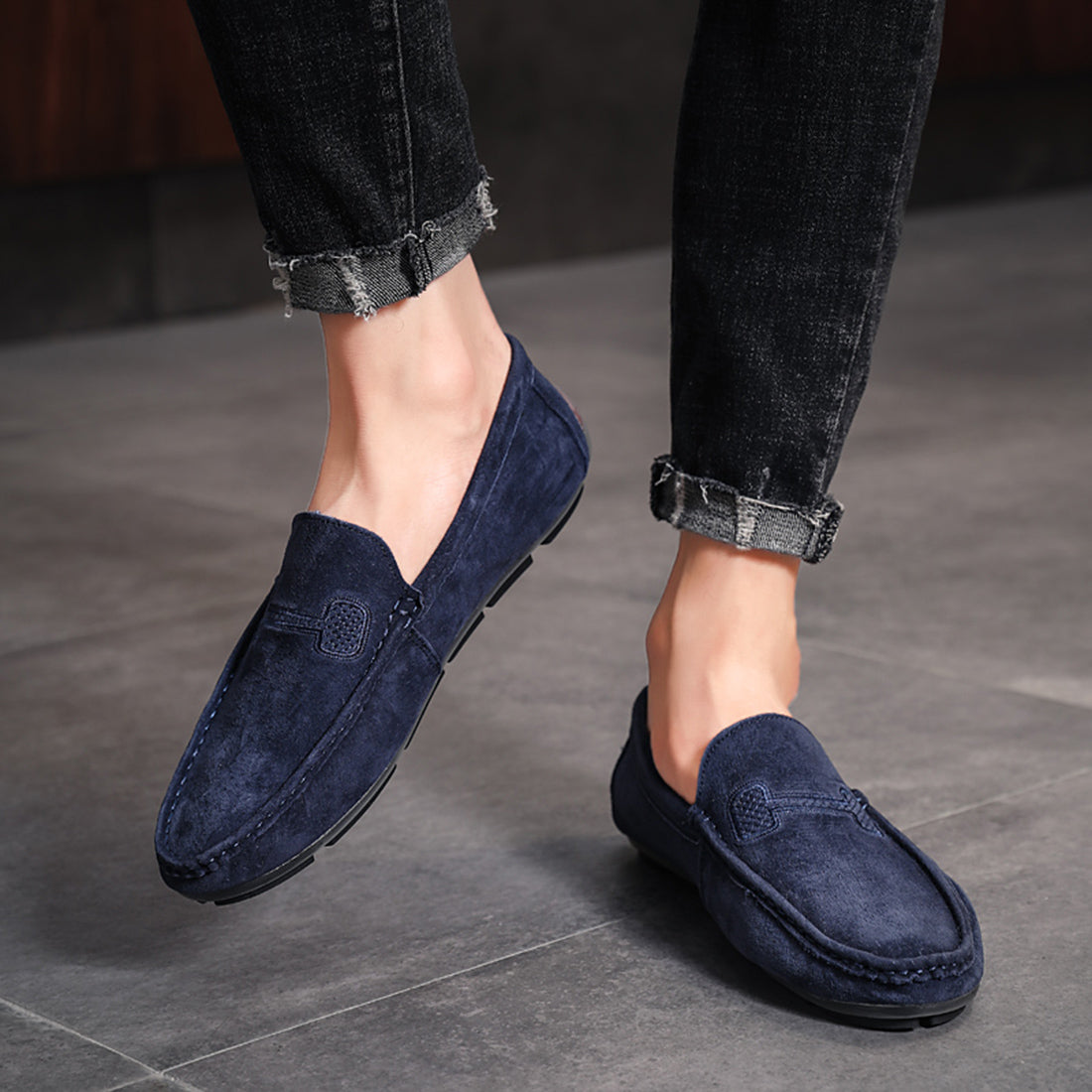 Mocasines de conducción con costuras para hombre