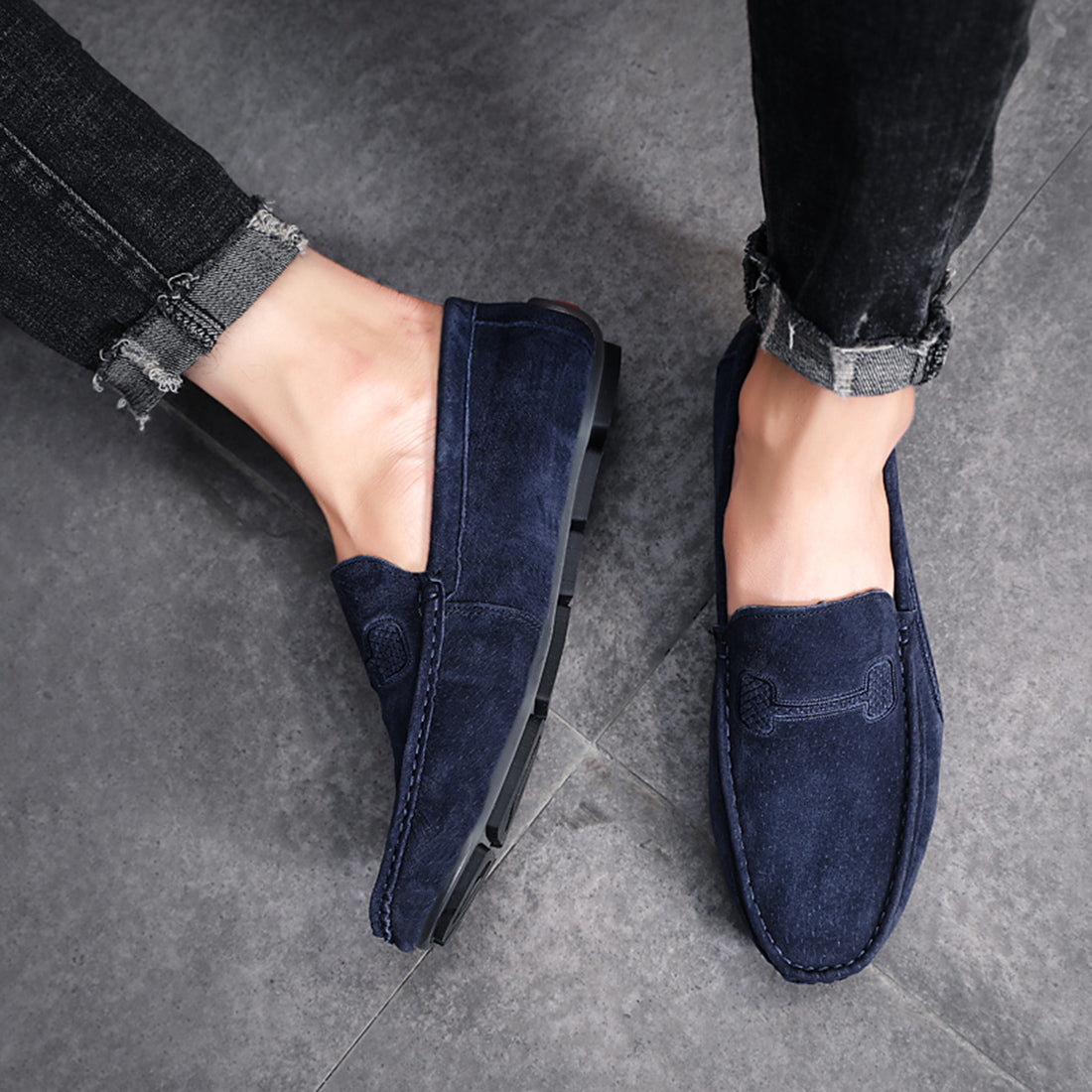 Mocasines de conducción con costuras para hombre
