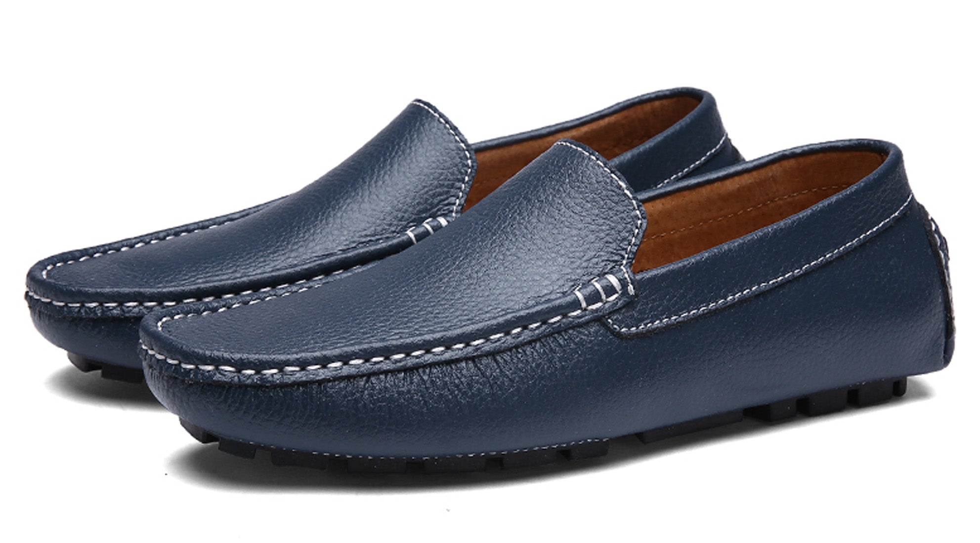 Mocasines de conducción lisos cosidos para hombre