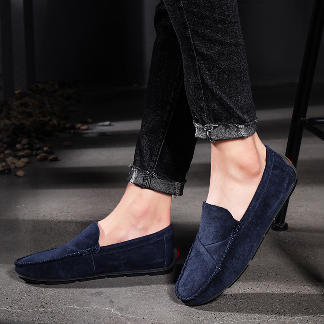 Mocasines de conducción con costuras de ante para hombre