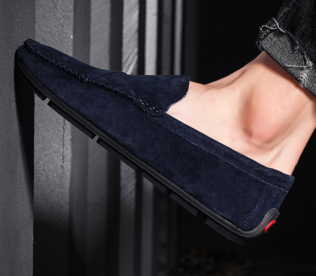 Mocasines de conducción con costuras de ante para hombre