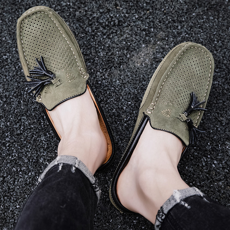 Men's Tassel Perforated Driving Clogs