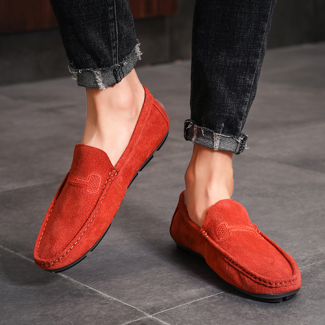 Mocasines de conducción con costuras para hombre