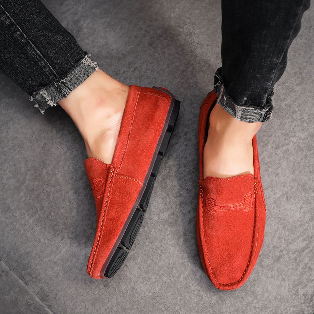 Mocasines de conducción con costuras para hombre