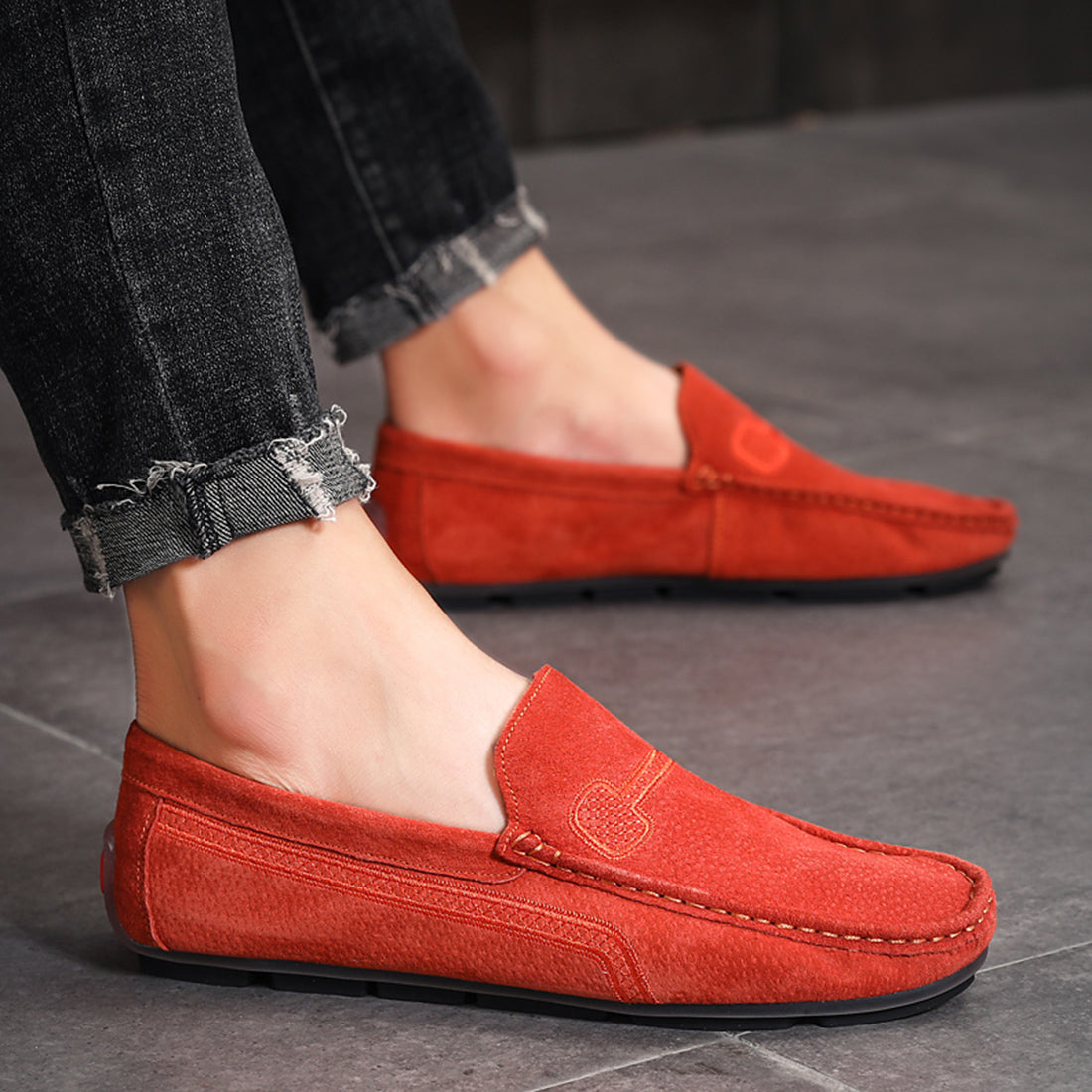 Mocasines de conducción con costuras para hombre