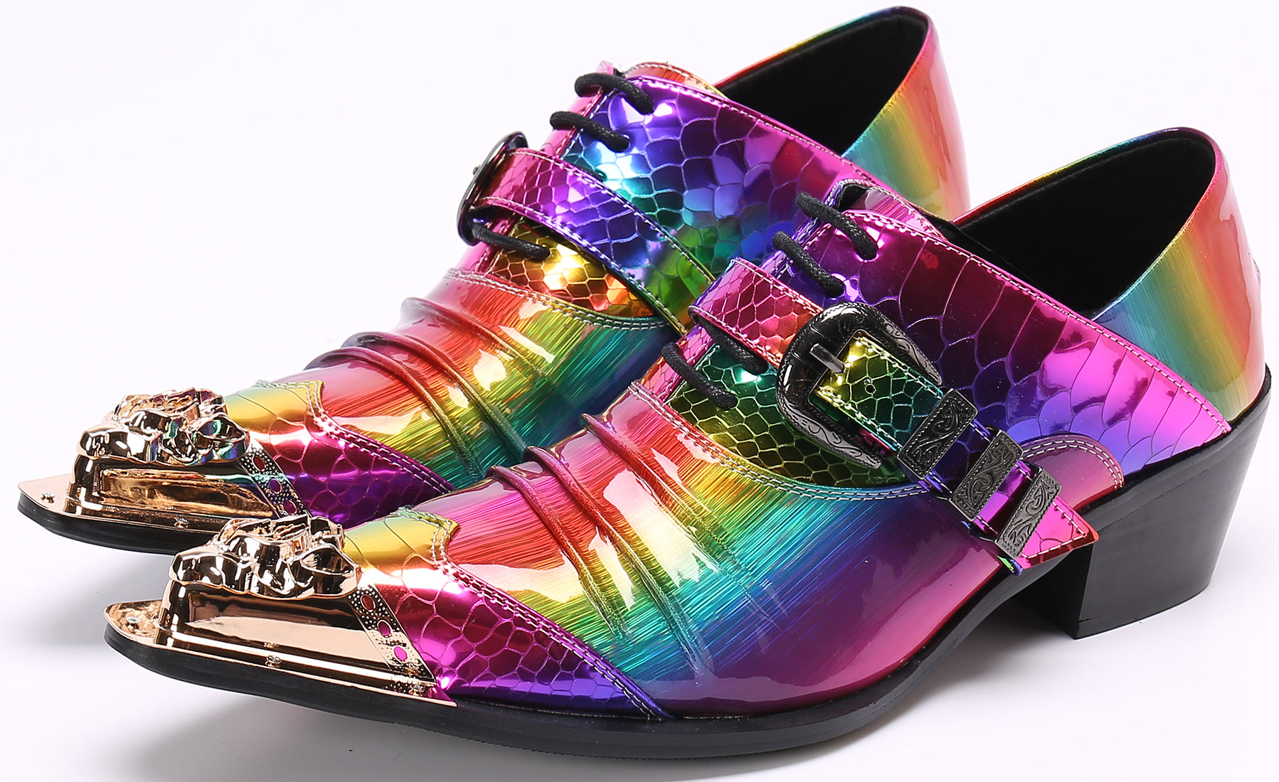 Men's Metal Tip Lace-Up Cuban Heel Loafer