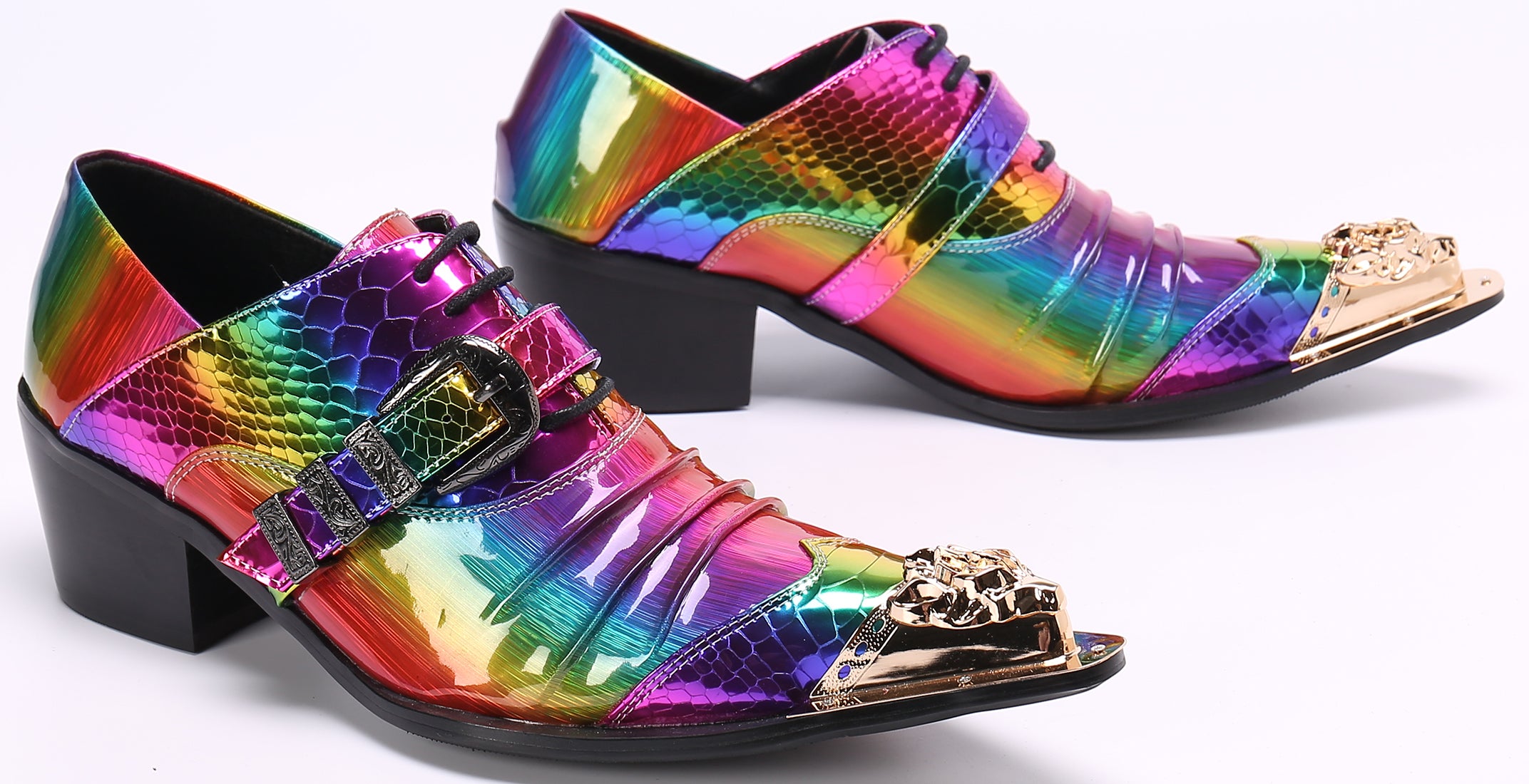 Men's Metal Tip Lace-Up Cuban Heel Loafer