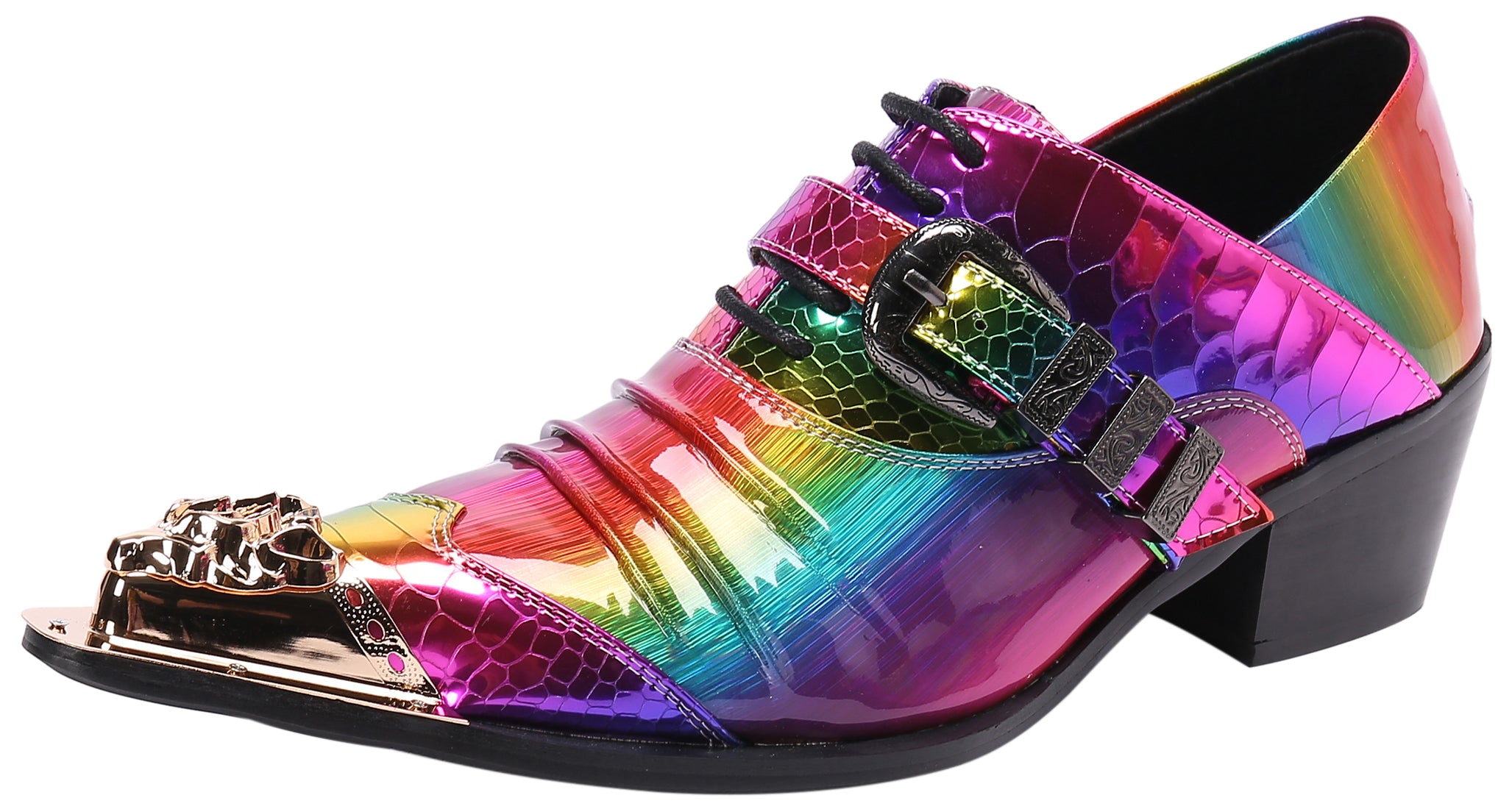 Men's Metal Tip Lace-Up Cuban Heel Loafer