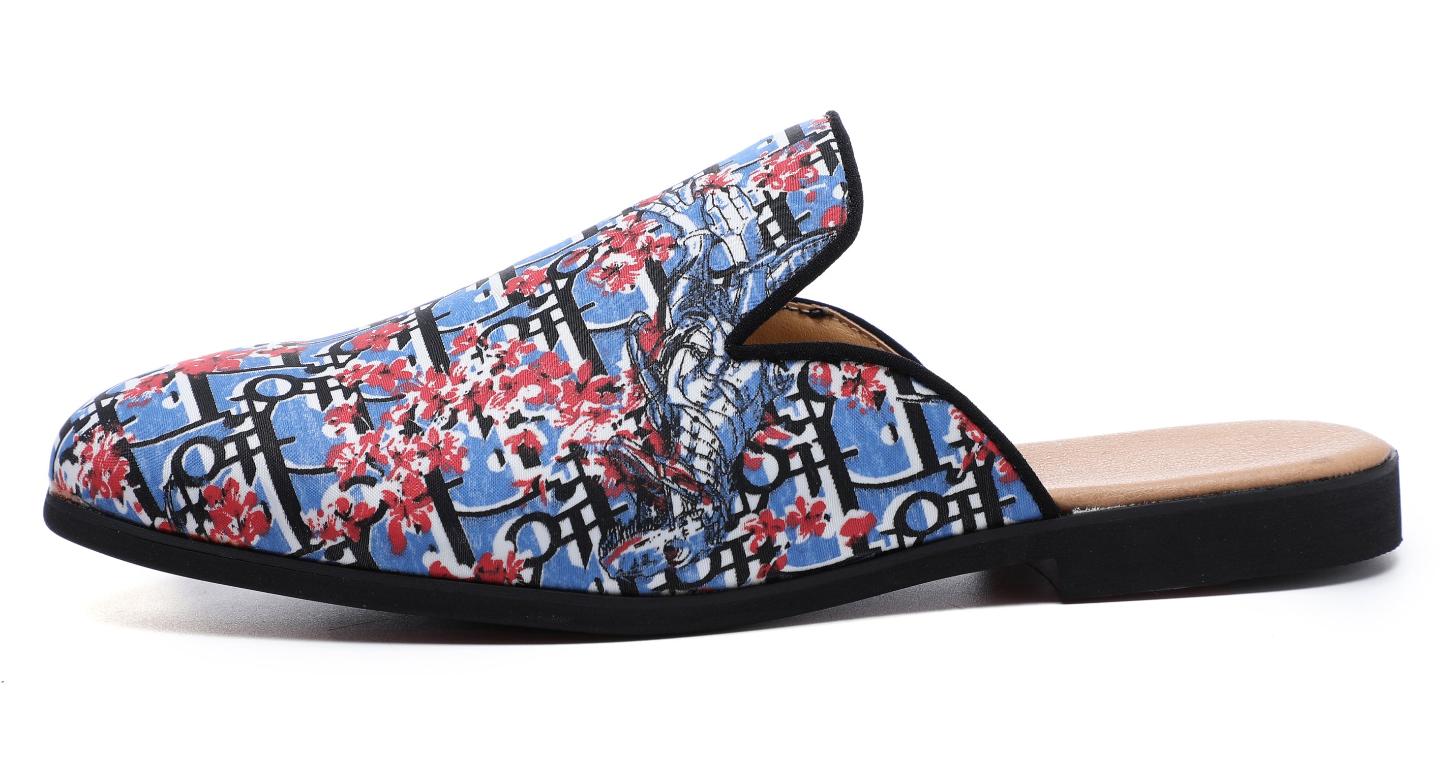 Men's Floral Plum Backless Mules