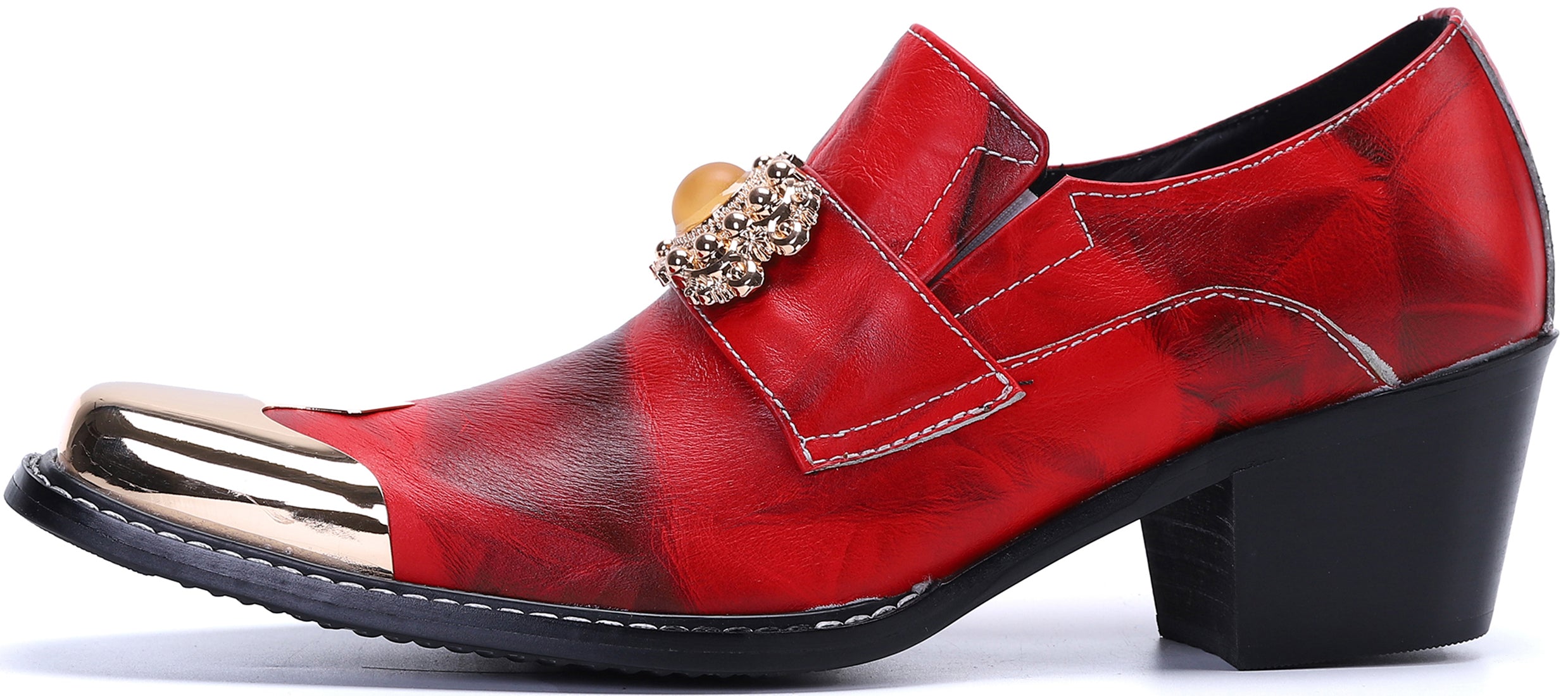 Men's Beaded Metal Tip Western Loafers