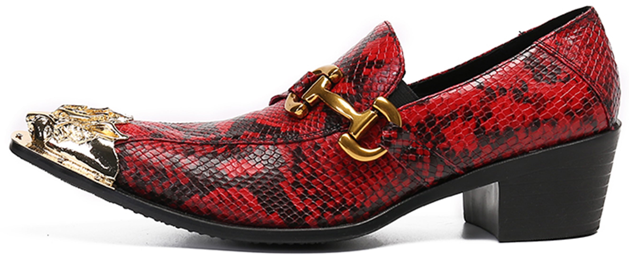 Mocasines estilo western con punta metálica de león para hombre 