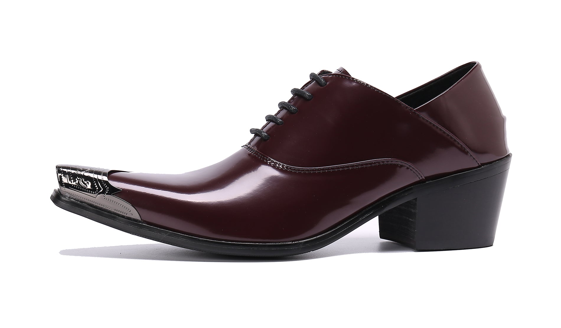 Zapatos occidentales de cuero con punta de metal para hombre