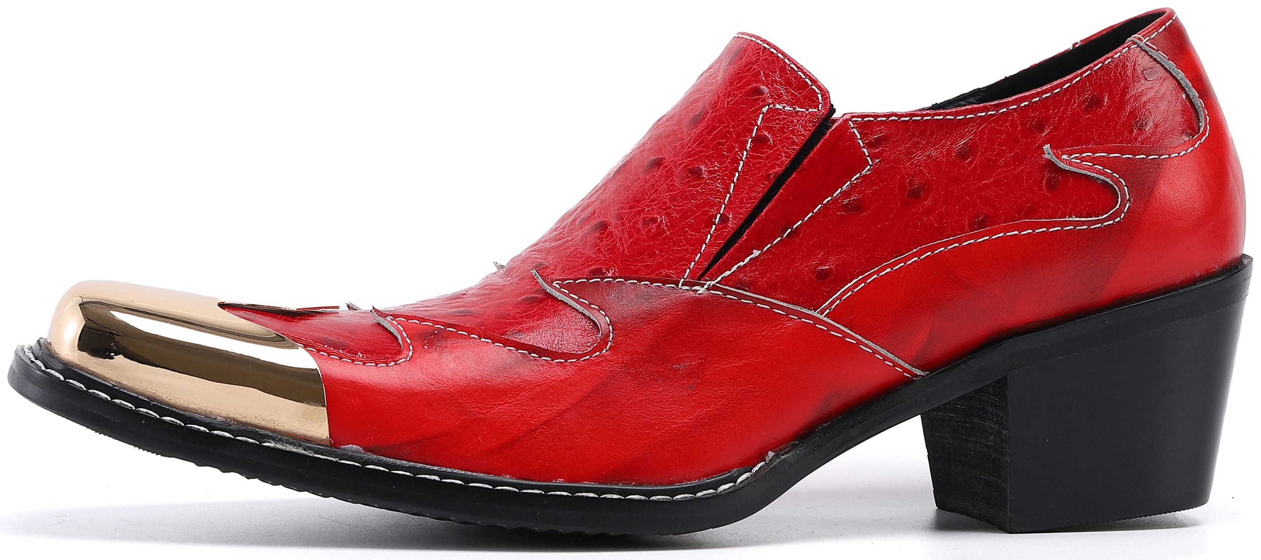 Mocasines estilo western con punta metálica cuadrada para hombre 