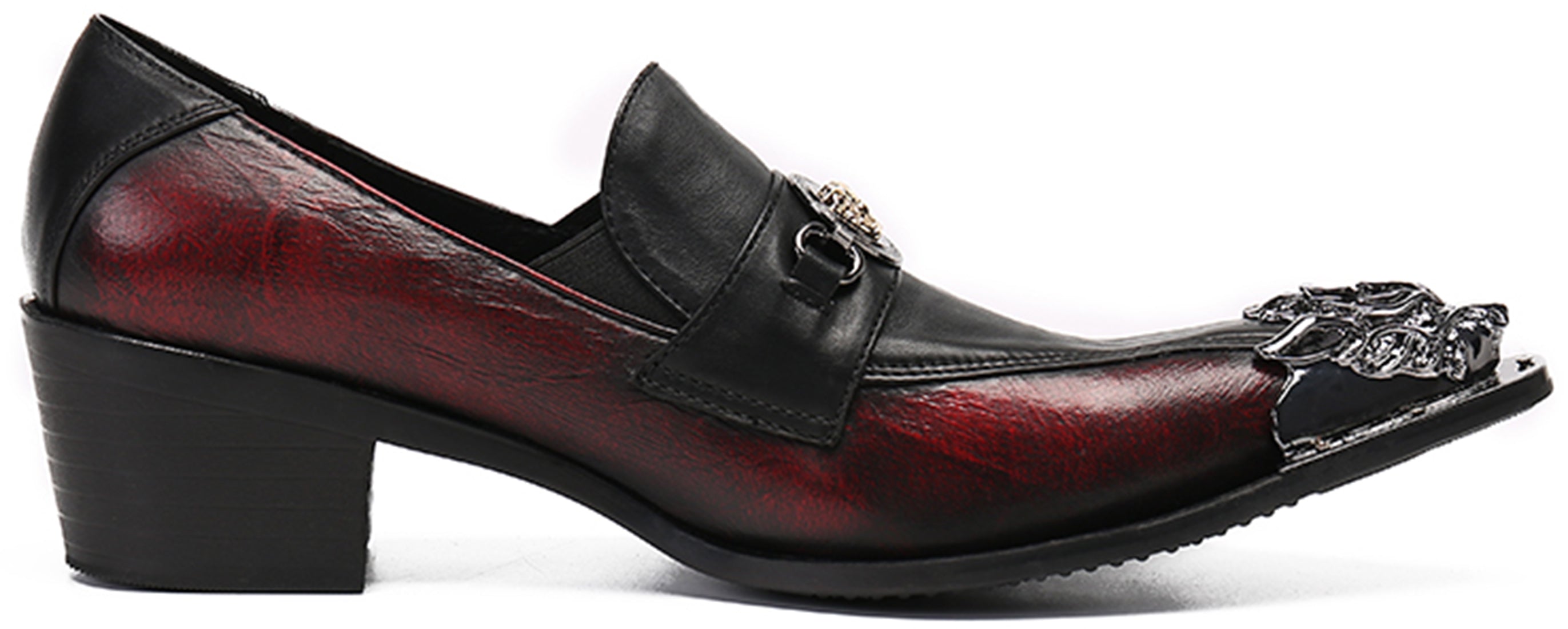 Mocasines estilo western con punta de metal para hombre 