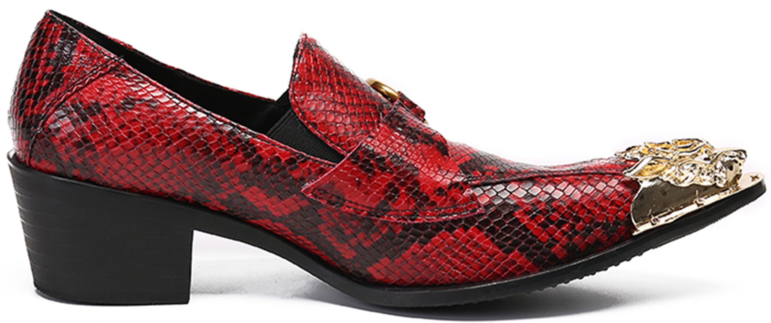 Mocasines estilo western con punta metálica de león para hombre 