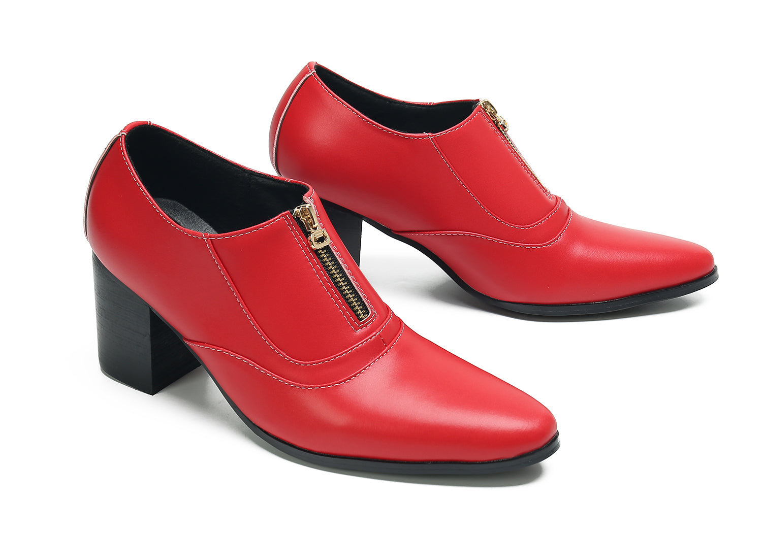 Men's Low Cap Zipper Leather Opera Pumps Boots