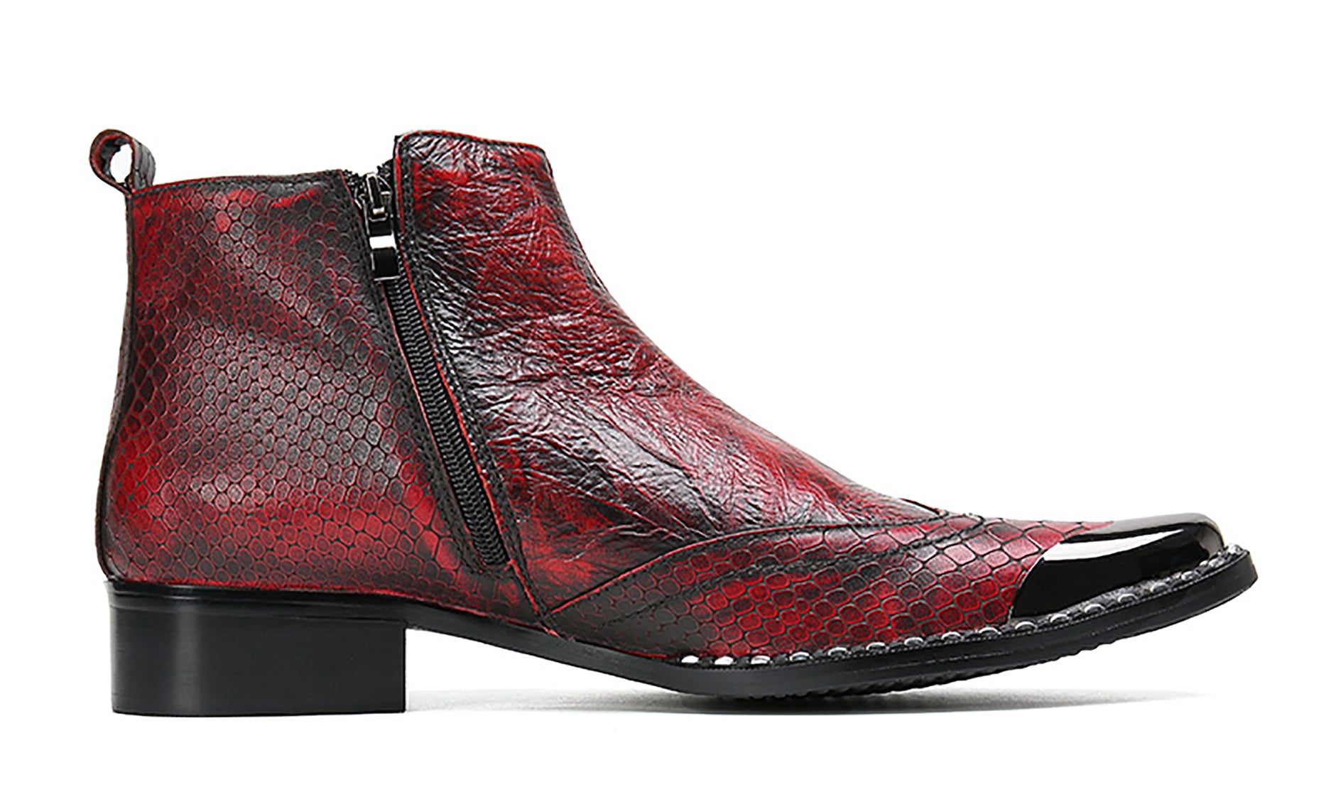 Men's  Western Boots Metal Tip Snake