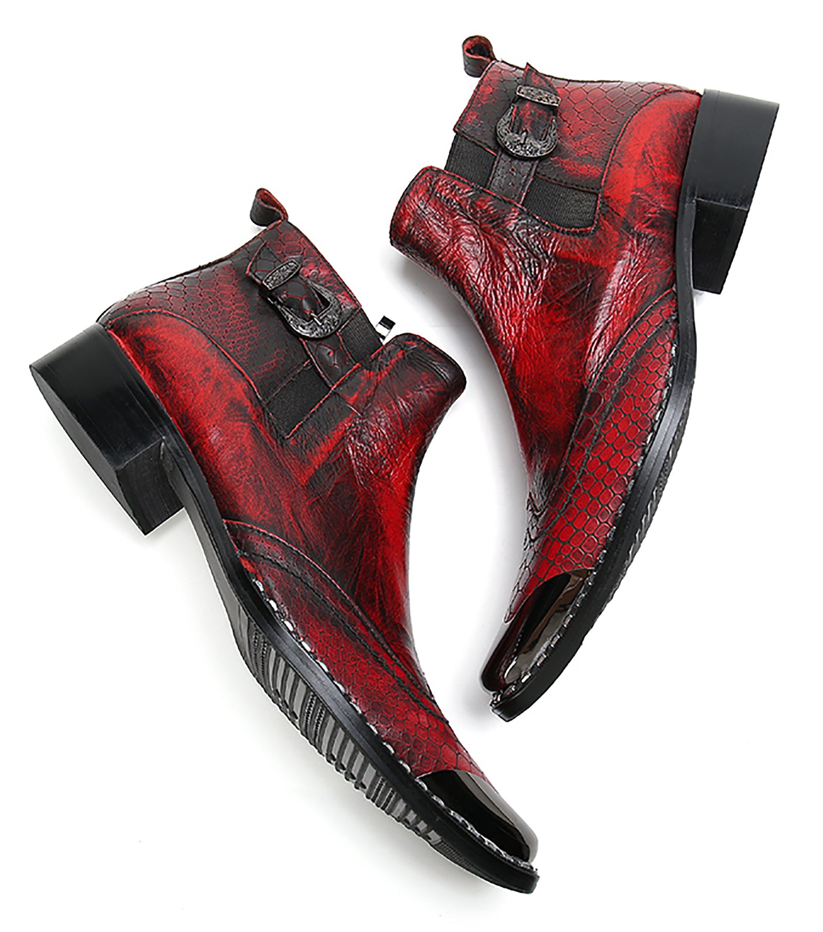 Men's  Western Boots Metal Tip Snake