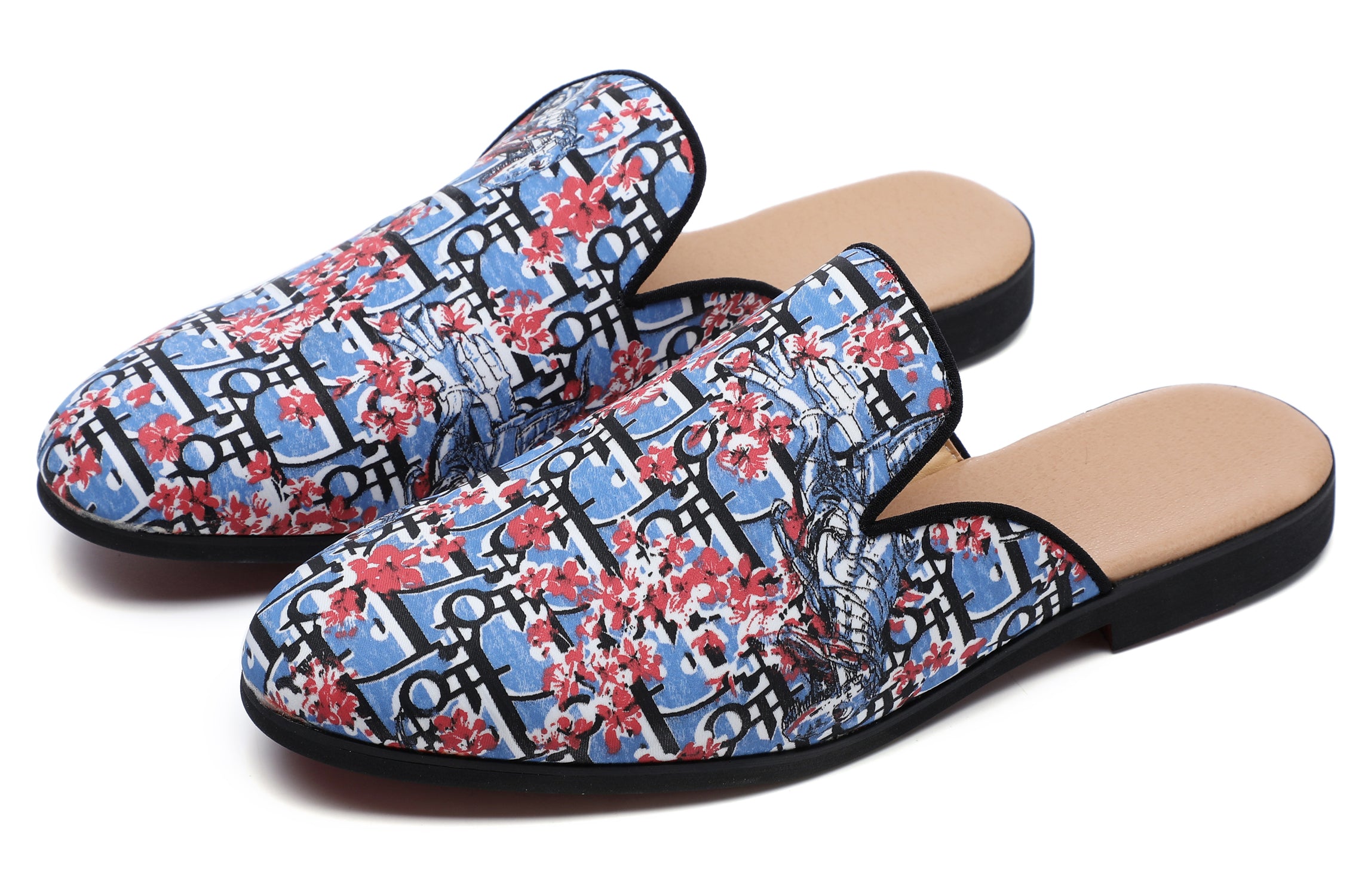 Men's Floral Plum Backless Mules