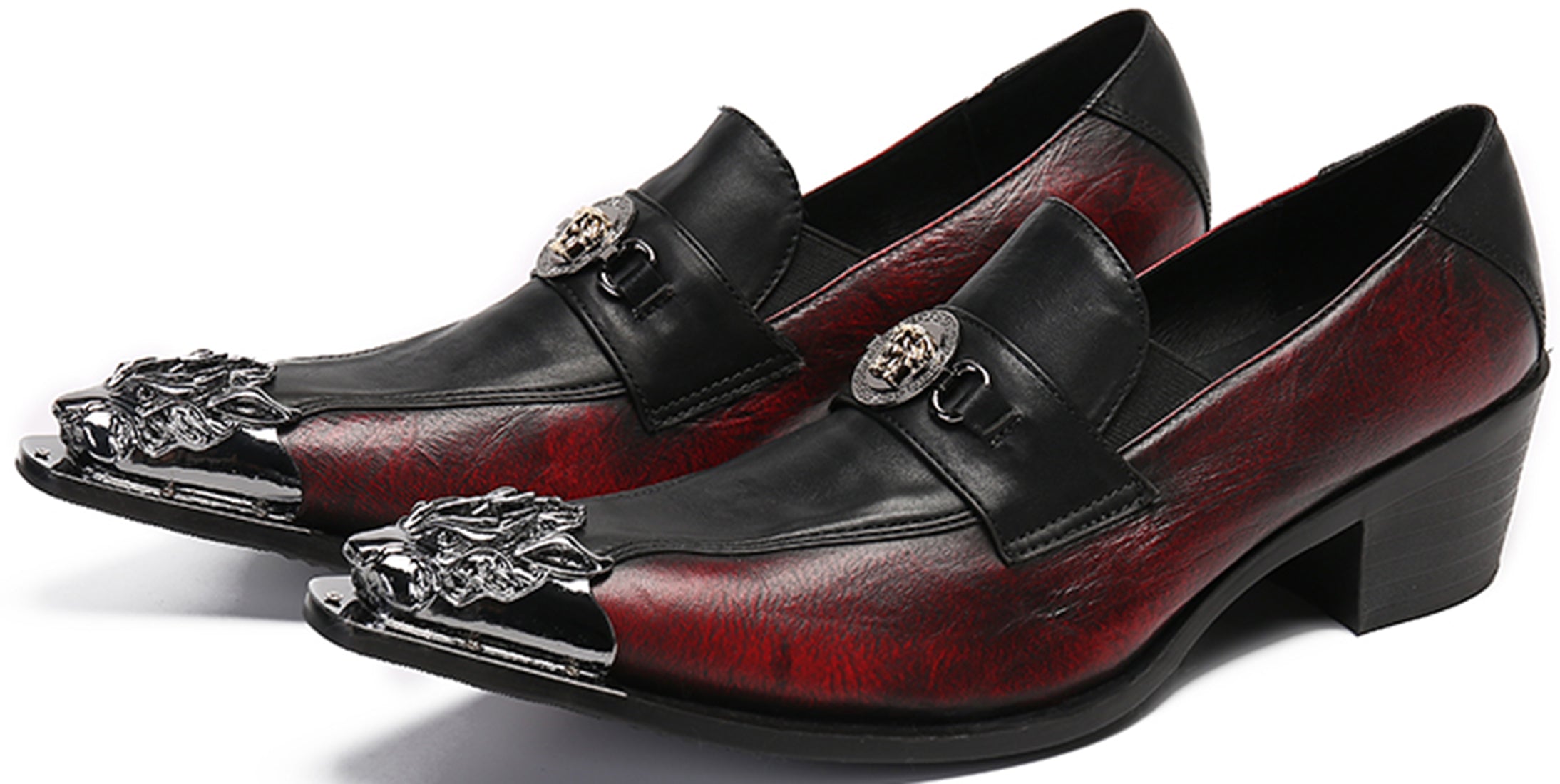 Mocasines estilo western con punta de metal para hombre 