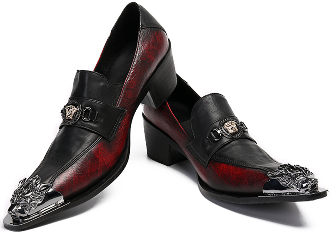 Mocasines estilo western con punta de metal para hombre 