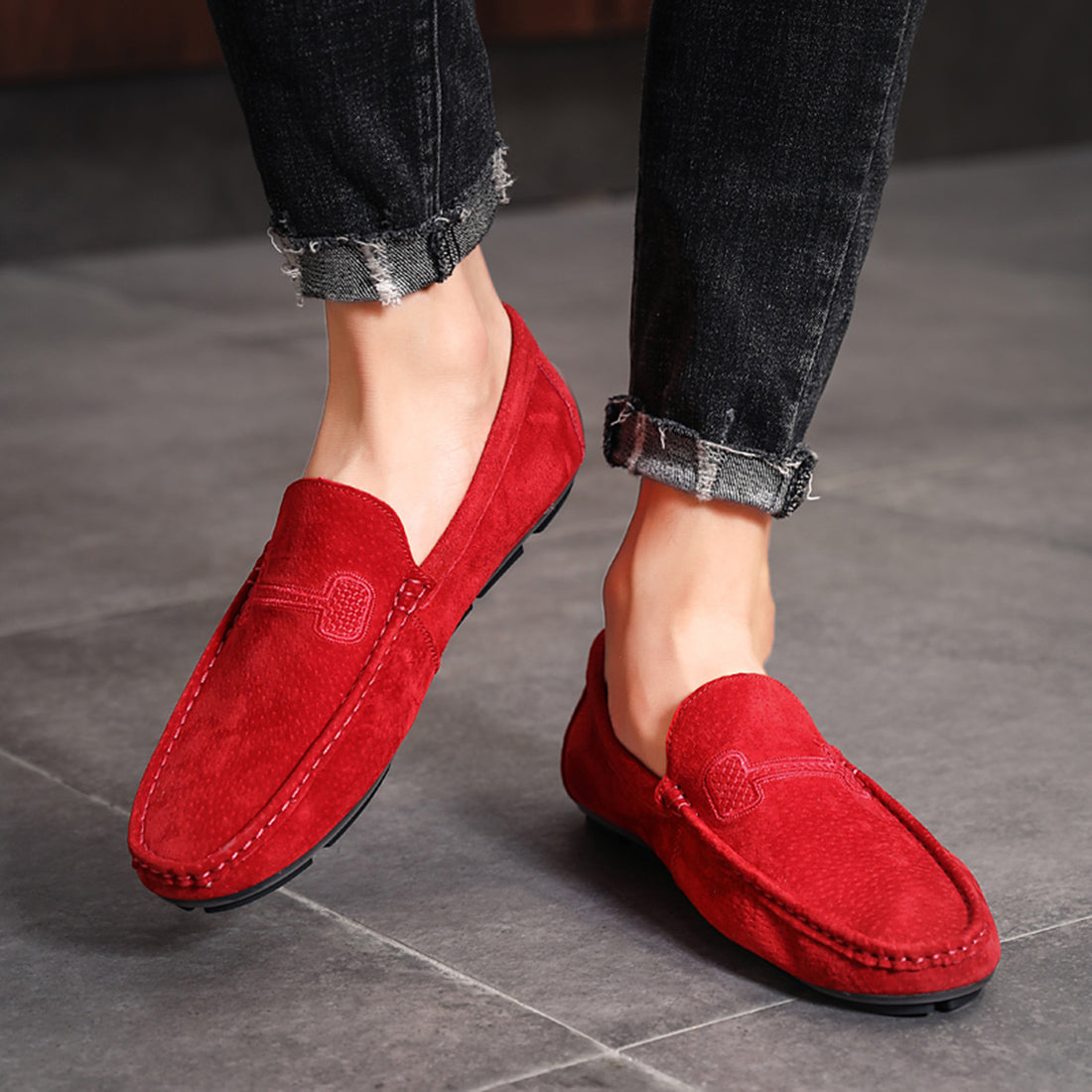 Mocasines de conducción con costuras para hombre