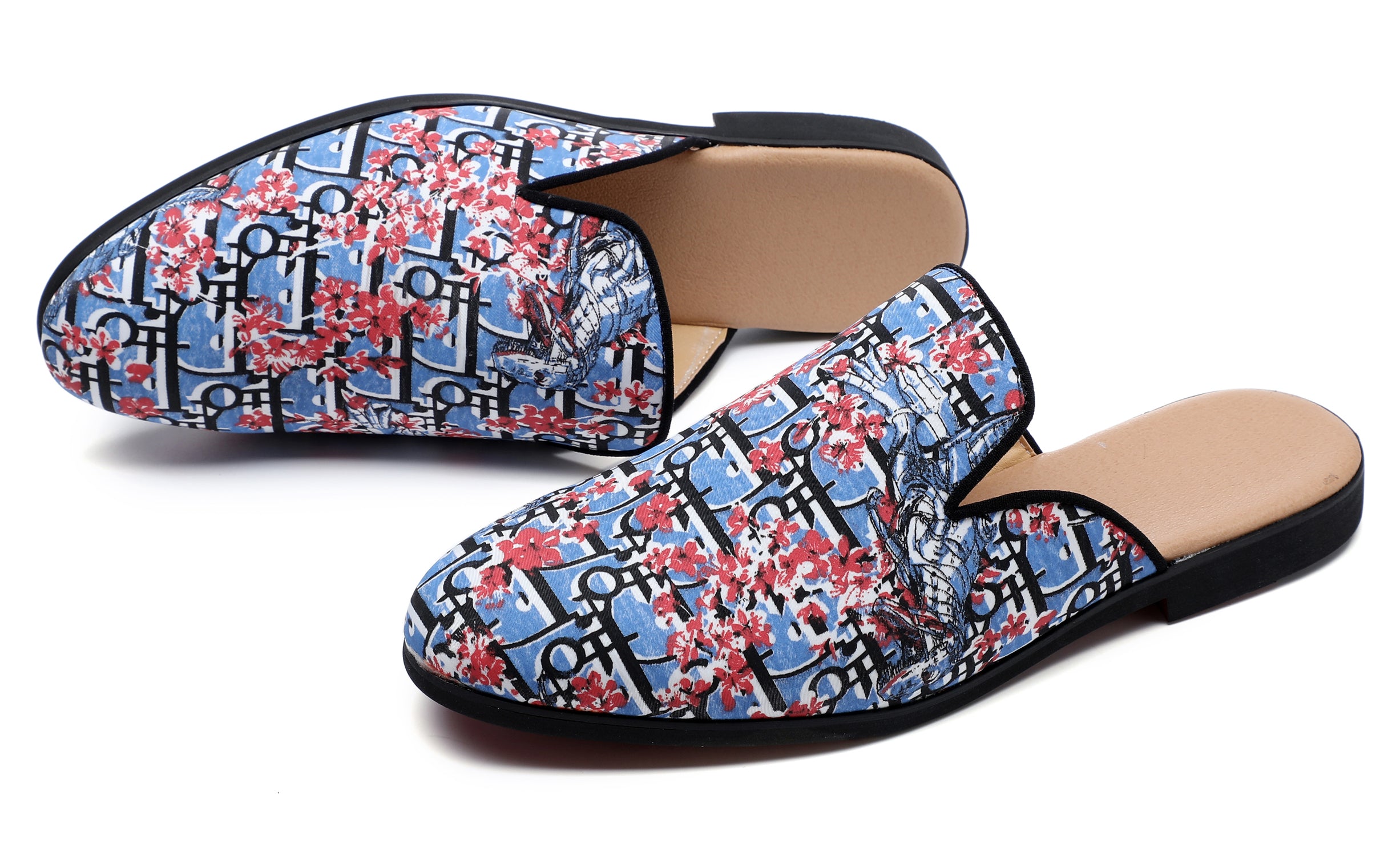 Men's Floral Plum Backless Mules