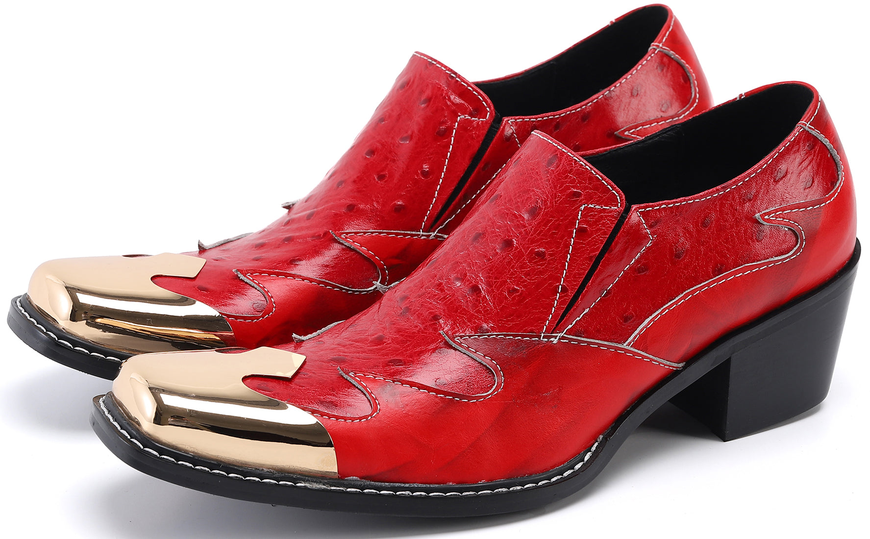 Mocasines estilo western con punta metálica cuadrada para hombre 