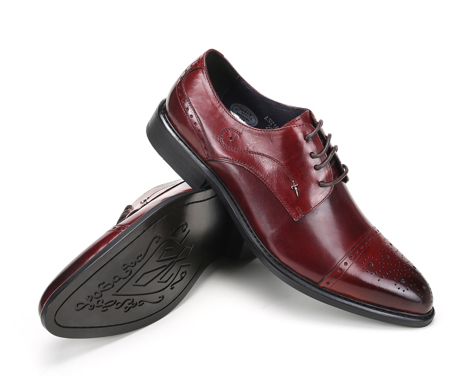 Derby de cuero con punta puntiaguda para hombre
