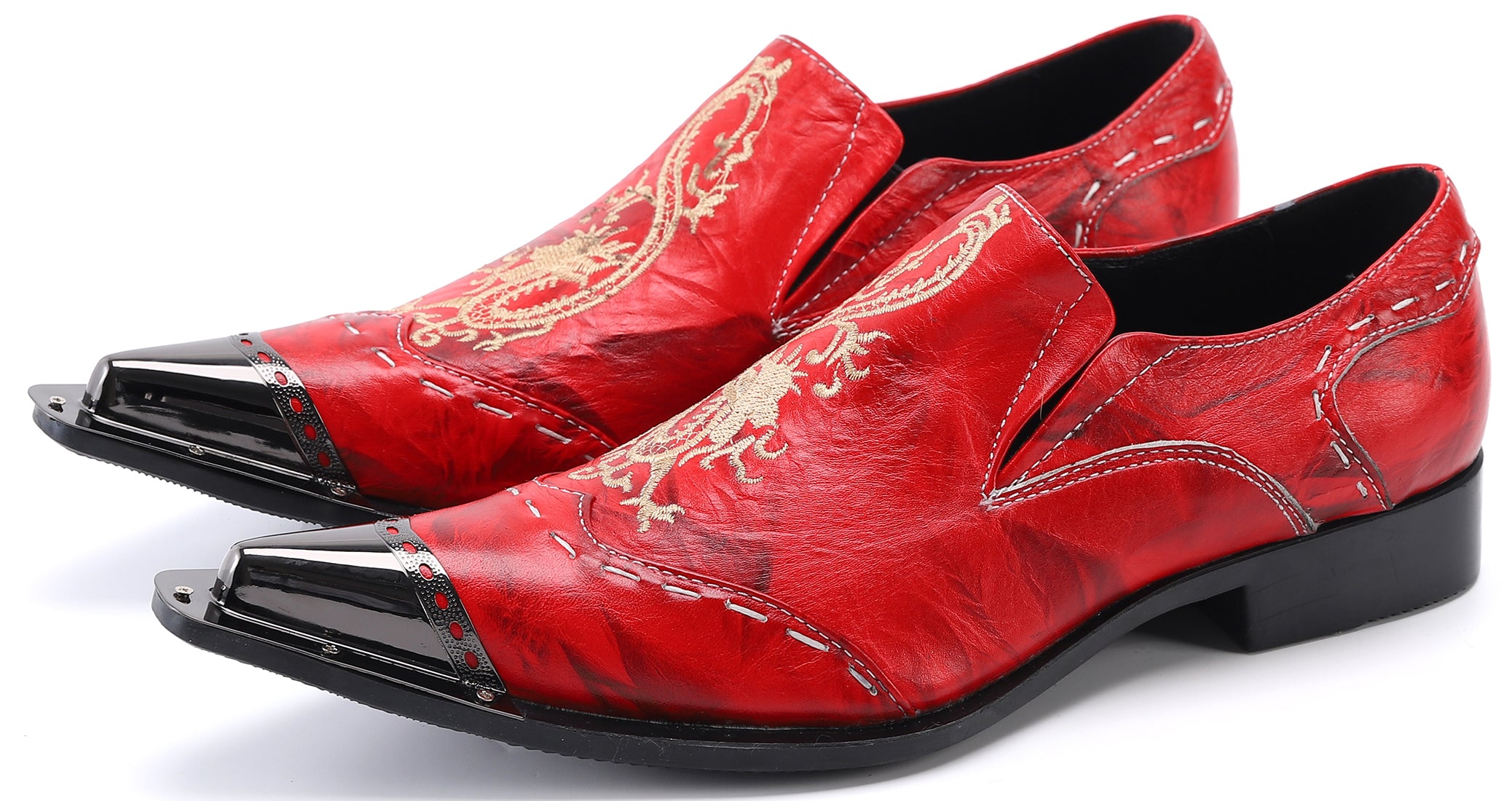 Men's Metal Tip Western Dragon Loafers