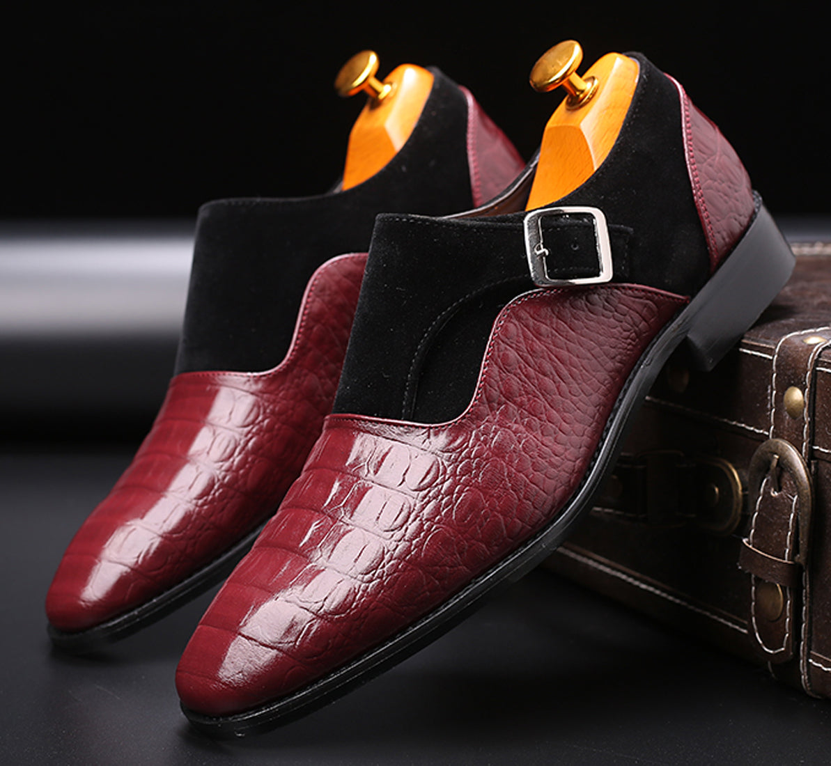 Mocasines para fumar de ante de cocodrilo para hombre