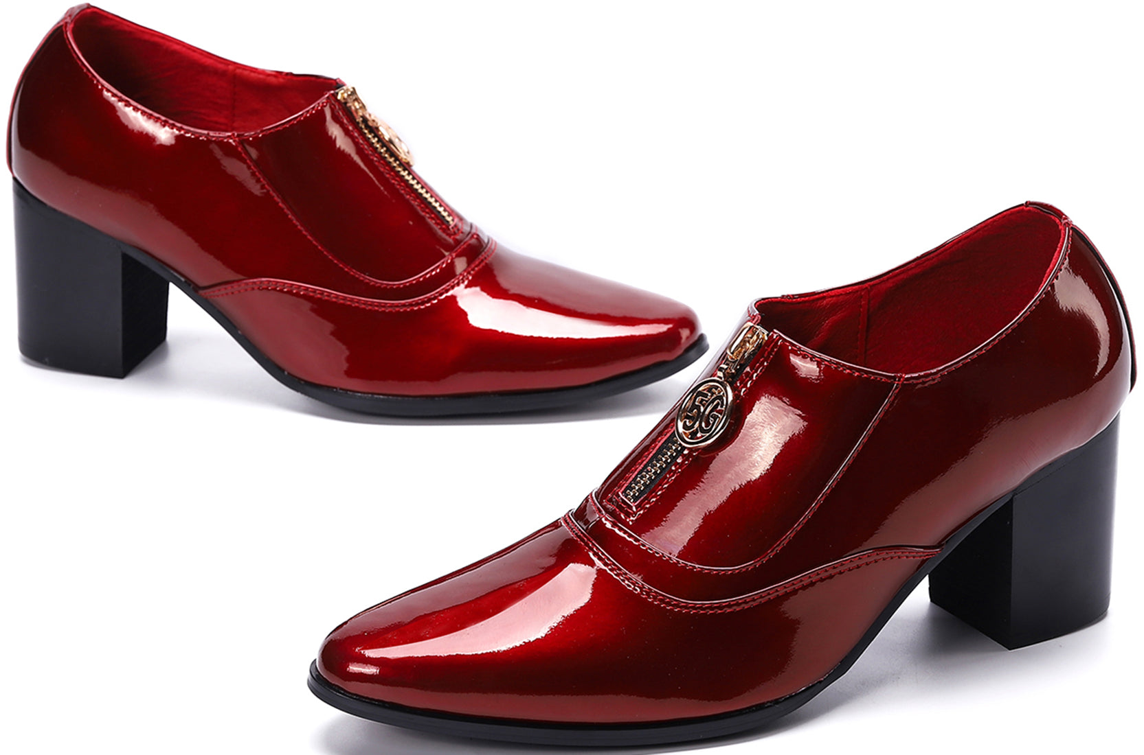 Men's 5G Zipper Cuban Heel Leather Loafer