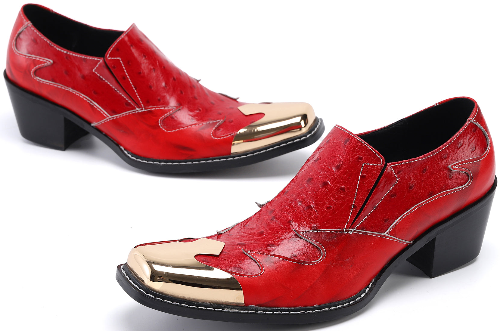 Mocasines estilo western con punta metálica cuadrada para hombre 