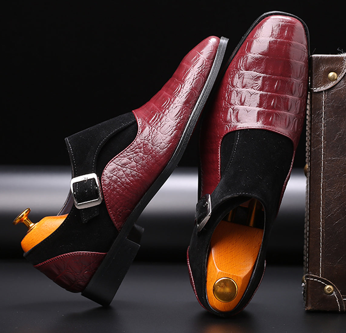 Mocasines para fumar de ante de cocodrilo para hombre