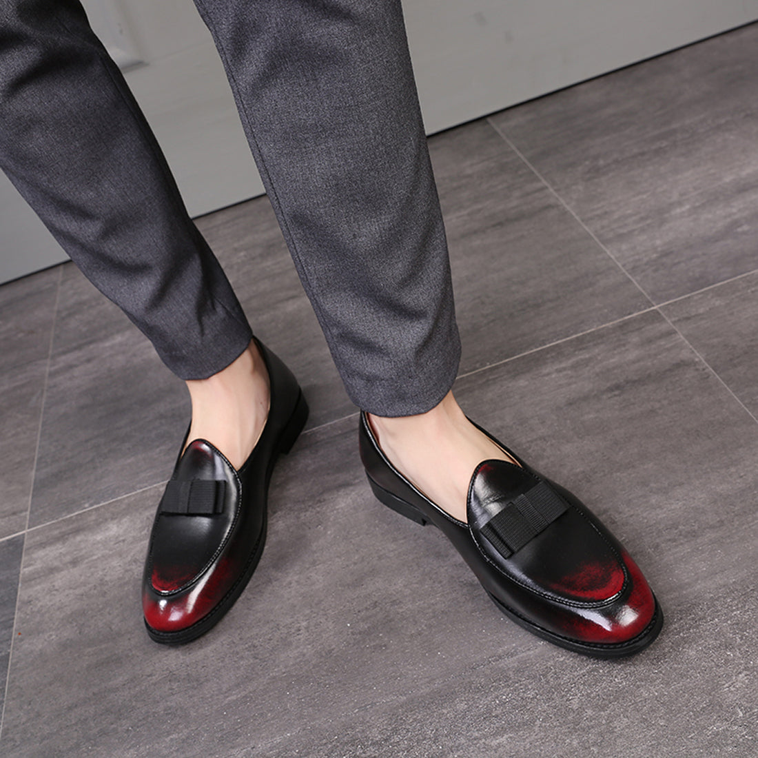 Men's Leather Bow Loafers