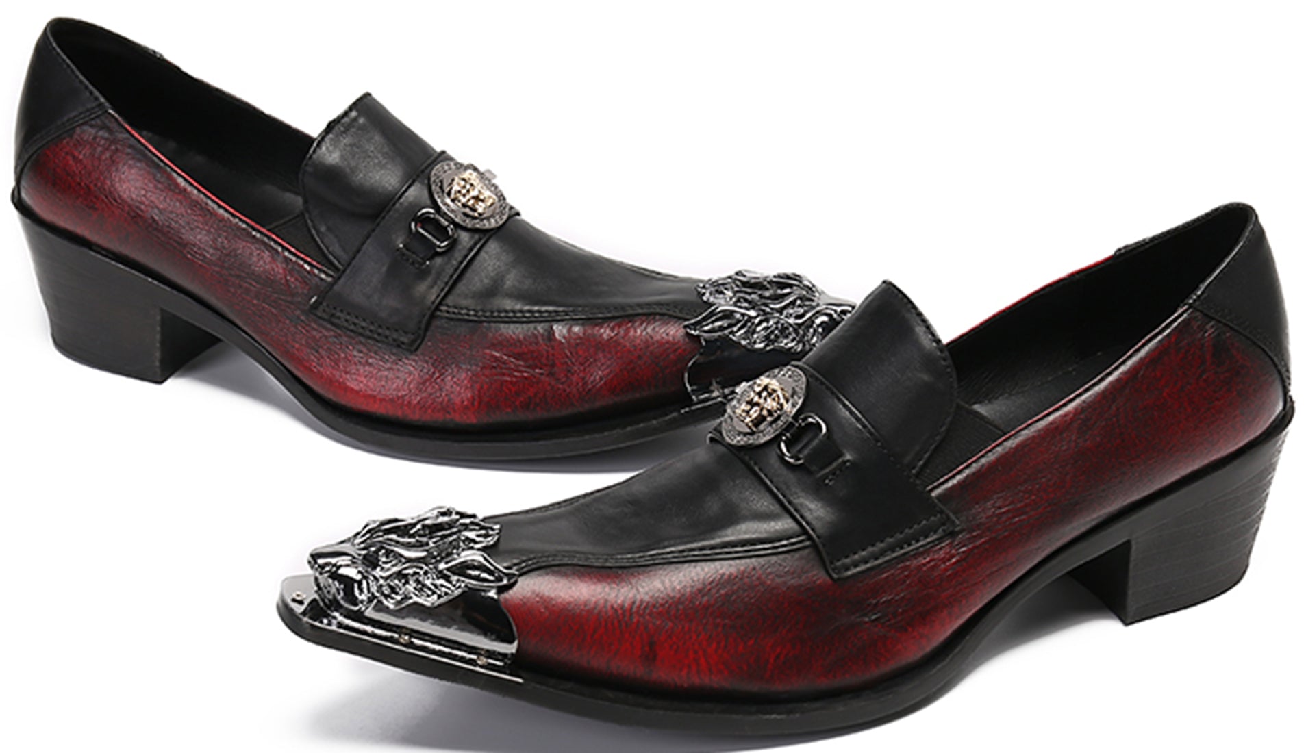 Mocasines estilo western con punta de metal para hombre 