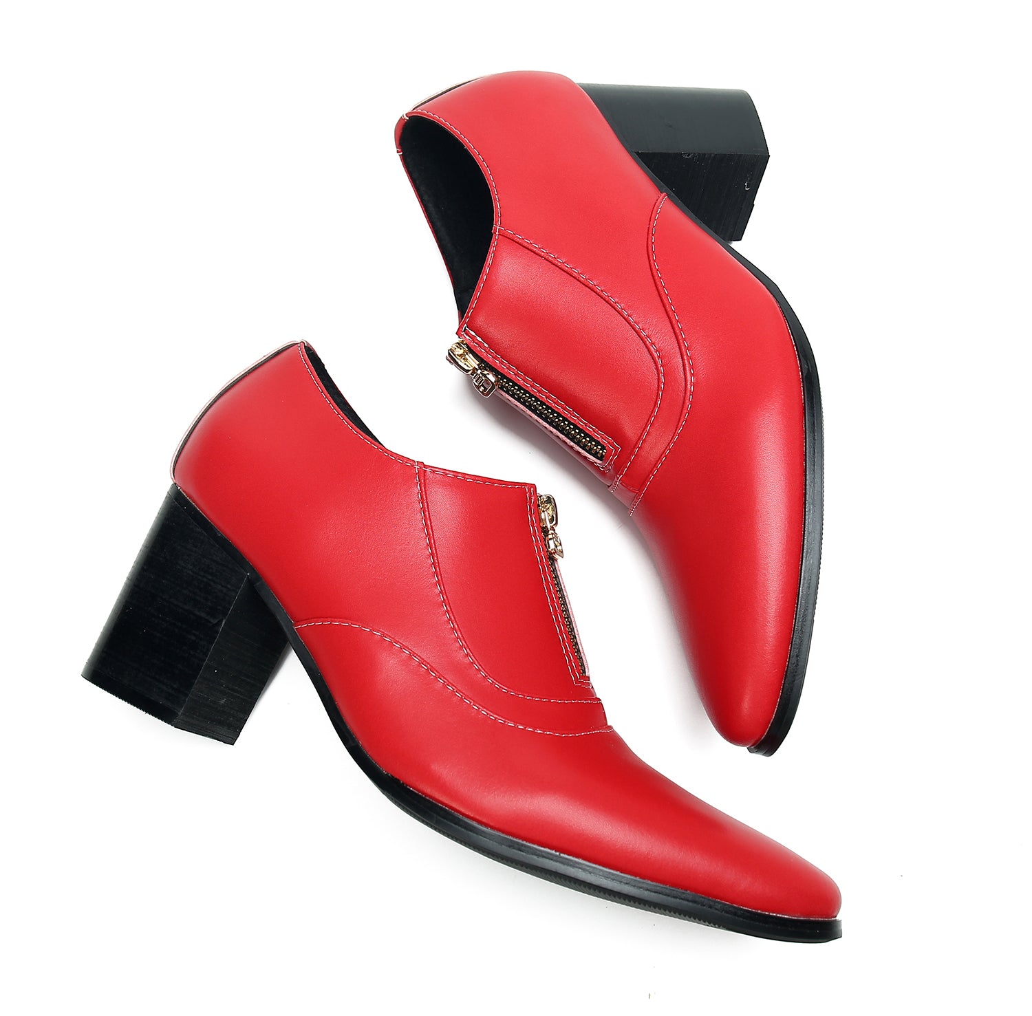 Men's Low Cap Zipper Leather Opera Pumps Boots